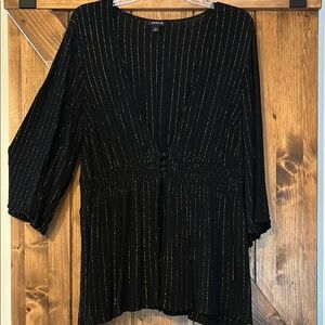 Torrid Black Blouse with Gold Stripes